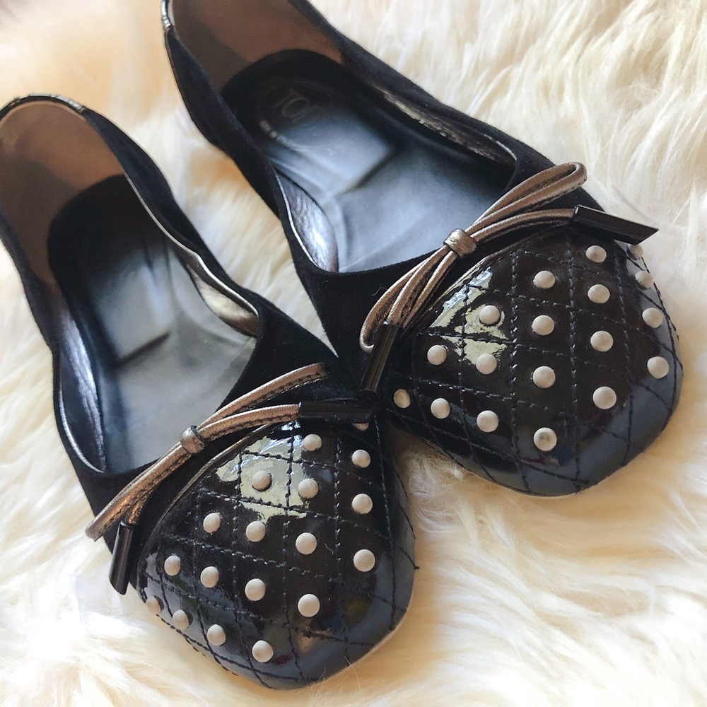 Tod’s Studded Ballet Flats Black & Grey 37